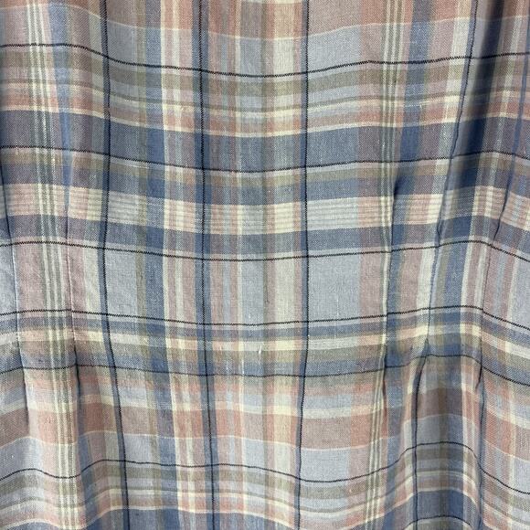 J Jill Love Linen Dress Womens Medium Petite Plaid Sleeveless Coastal Beachy - Picture 13 of 14